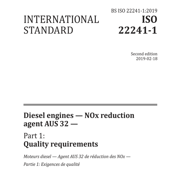 المعيار الدولي ISO 22241 لمحركات الديزل - عامل تقليل أكاسيد النيتروجين AUS32
